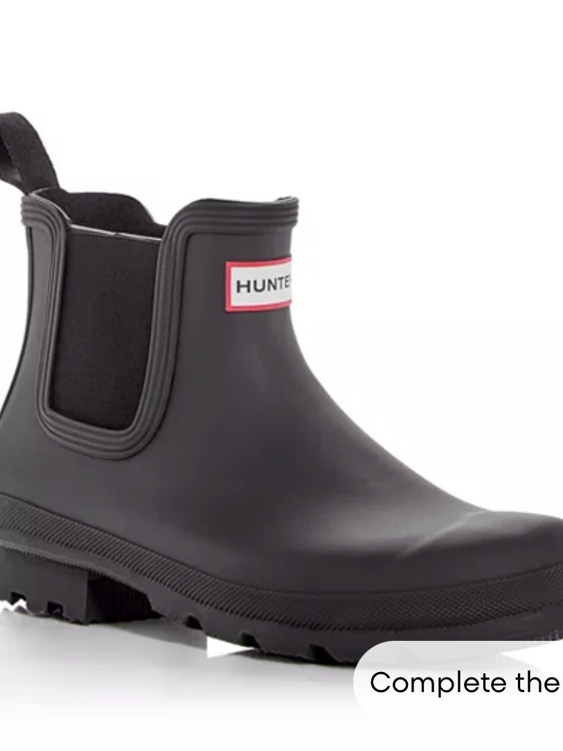 Hunter Black Chelsea Short Rain Boot With Logo Trim